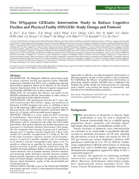 SINgapore GERiatric intervention study to reduce physical frailty and.